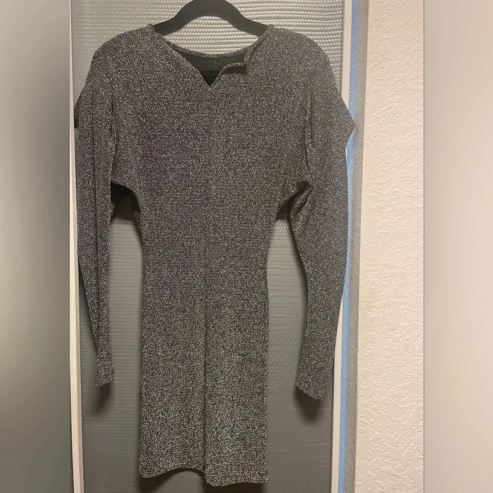 Isabel Marant Waden Stretch Metallic Silver Mini Dress Size 36/US 6 - Picture 9 of 9